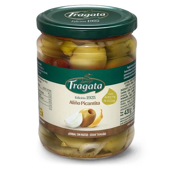 Aceitunas verdes Gordal sin hueso aliñadas estilo picantita