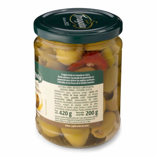 Aceitunas verdes Gordal sin hueso aliñadas estilo picantita