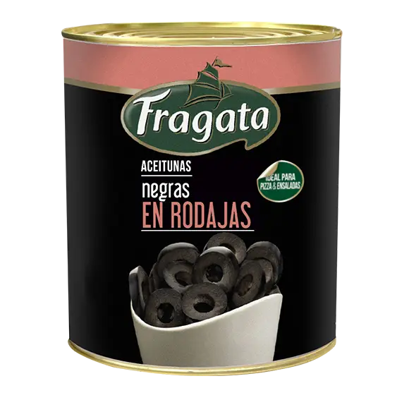 Bandeja x6 lata aceitunas hojiblanca negra en rodajas 3.000g