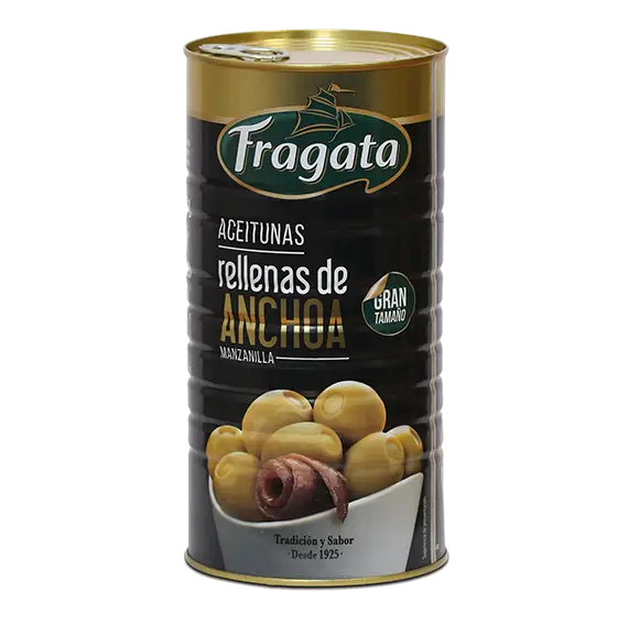 Bandeja x6 lata aceitunas verdes manzanilla rellenas de anchoa 1.450g