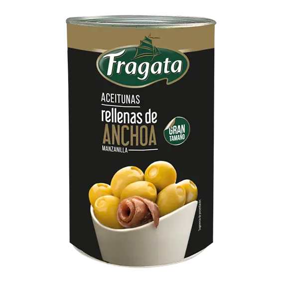 Bandeja x3 lata aceitunas verdes manzanilla rellenas de anchoa 4.300g